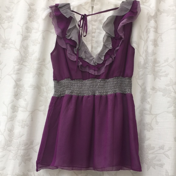 Fossil Purple and grey silk blouse - Picture 2 of 5